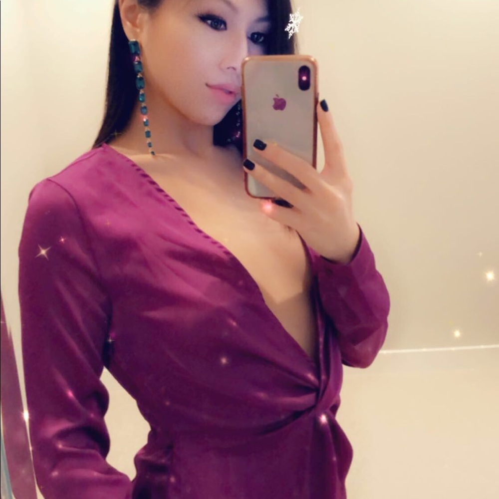 orchid deep v dress